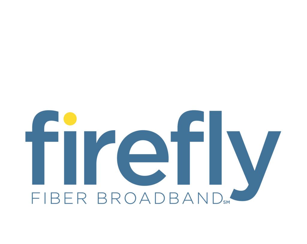 Frontier logo in blue with a yellow dot over the 'i' and the words 'FIBER BROADBAND' beneath.